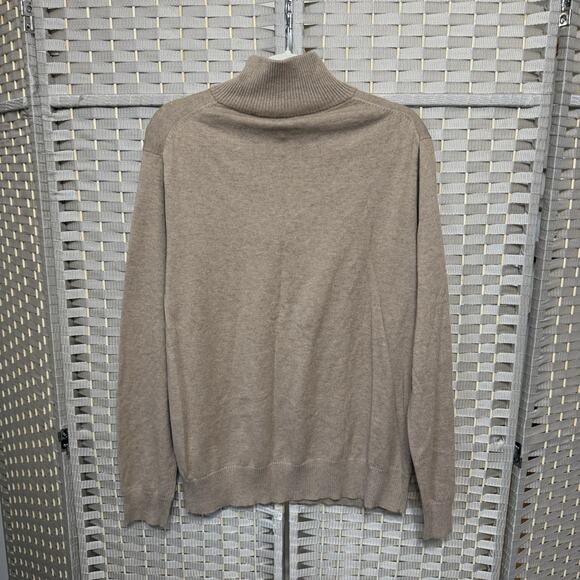 J.Crew HARBOR COTTON Zip Mock Neck Sweater Men’s L Tan Wool Blend Pullover NEW - Picture 2 of 8